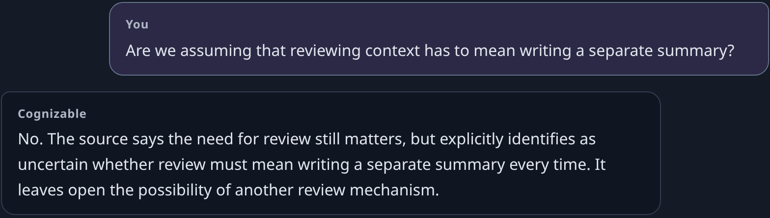 The separate-summary question and complete answer explain that the need for this form of review remains uncertain.